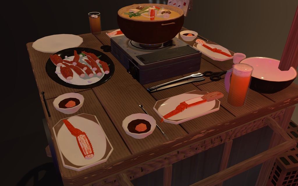 かにパ!【VRChat・アバター/ワールド】夜の屋台でみんなでつつくかに鍋 / Kani Party