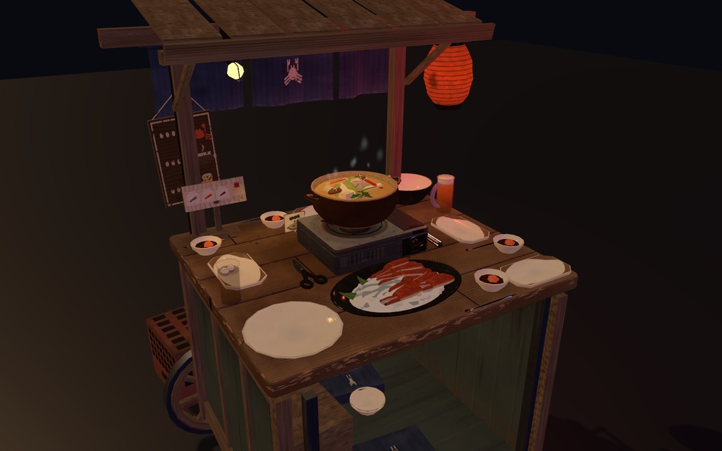 かにパ!【VRChat・アバター/ワールド】夜の屋台でみんなでつつくかに鍋 / Kani Party