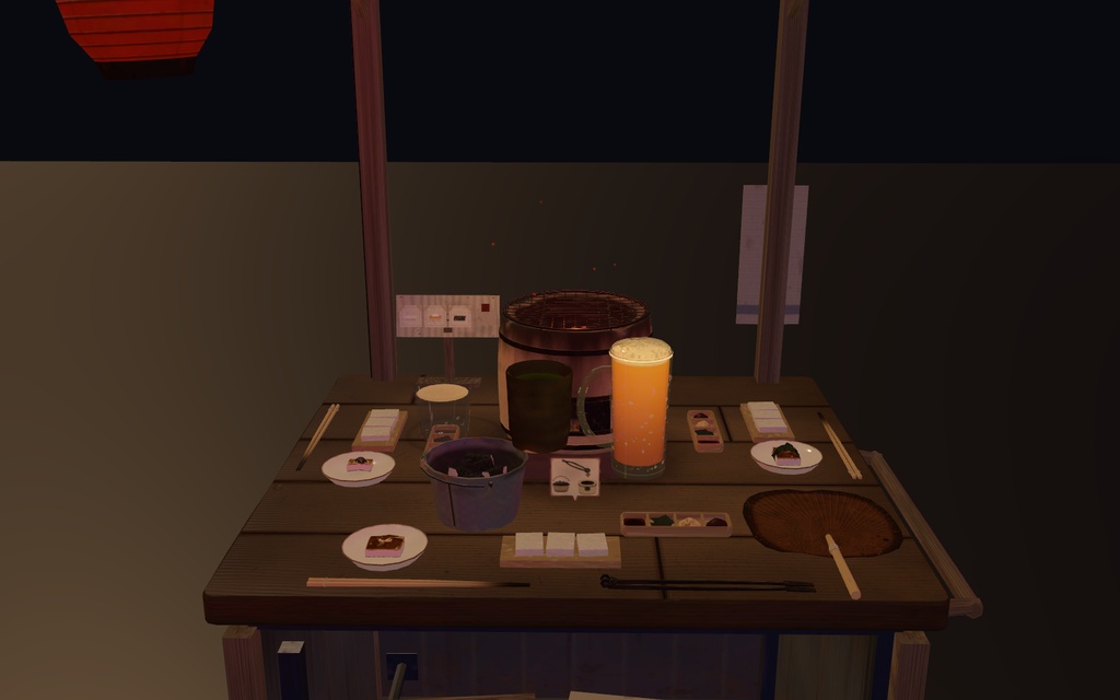 餅焼きパ!【VRChat・アバター/ワールド】夜の屋台で七輪でぷくっと焼くお餅 / Mochiyaki Party