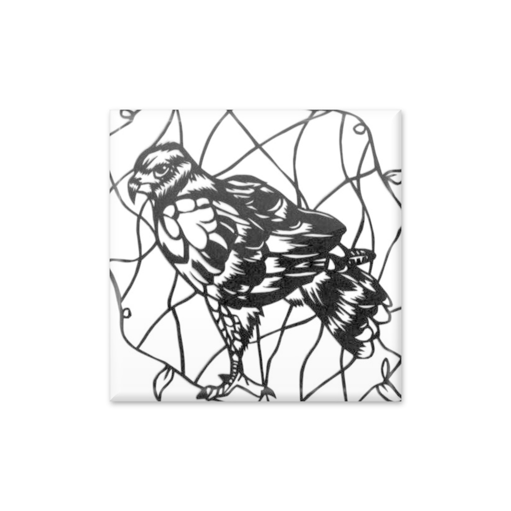 切り絵風缶バッジ猛禽ver