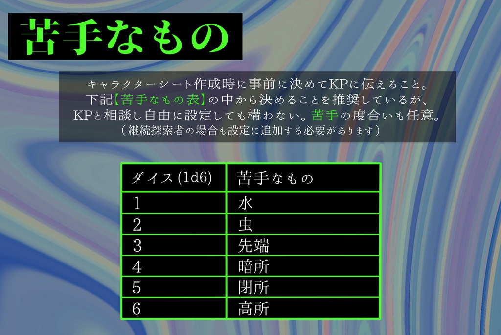 【新クトゥルフ神話TRPG】フォビア・フォビア・フォビア【SPLL:E189552】