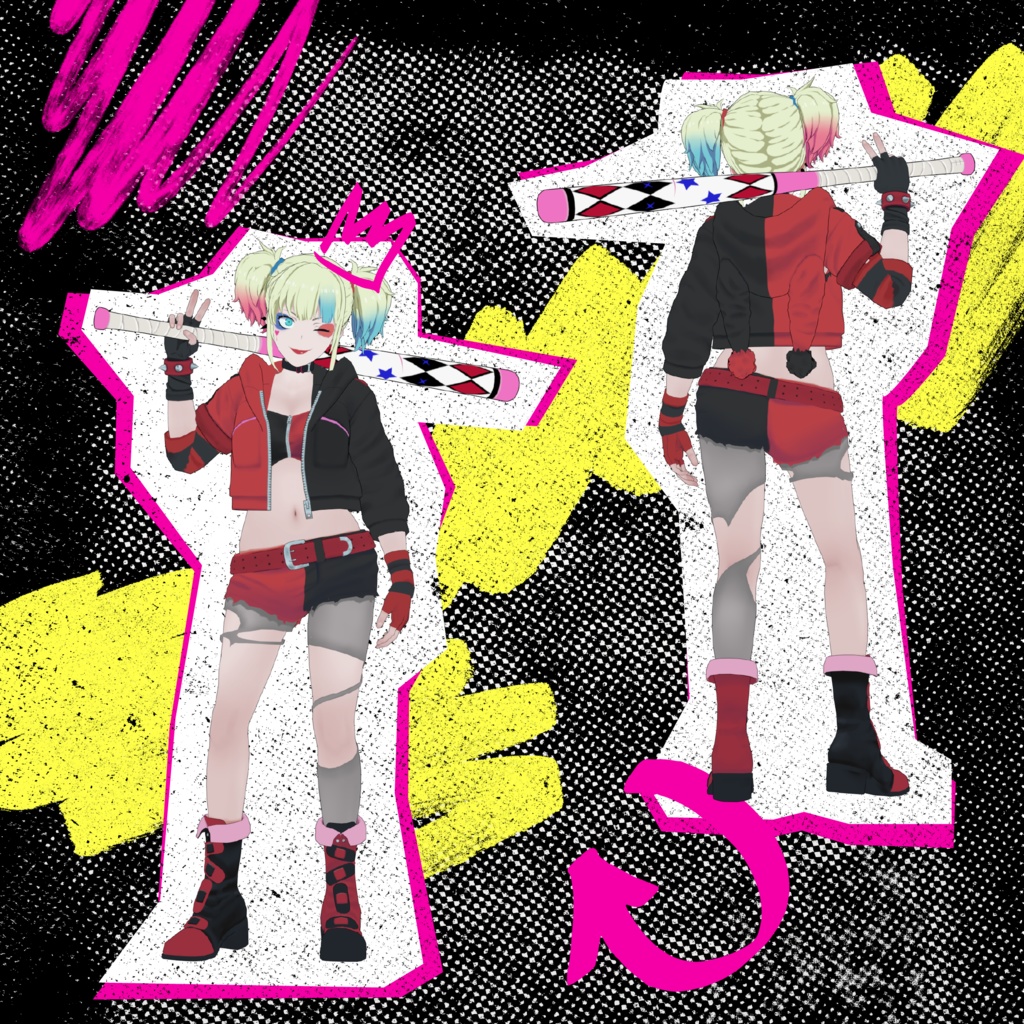 [Vrchat 3Dモデル]  ハーレイクイン Harly Quinn 《異世界スーサイド・スクワッド》 - GNI tofu - 2/9