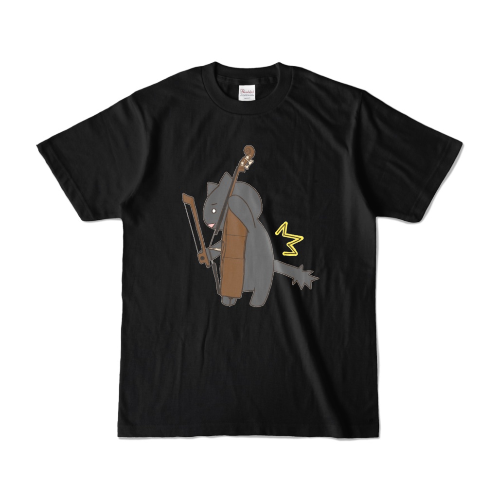 【腰を大事に】コントラバス猫Tシャツ