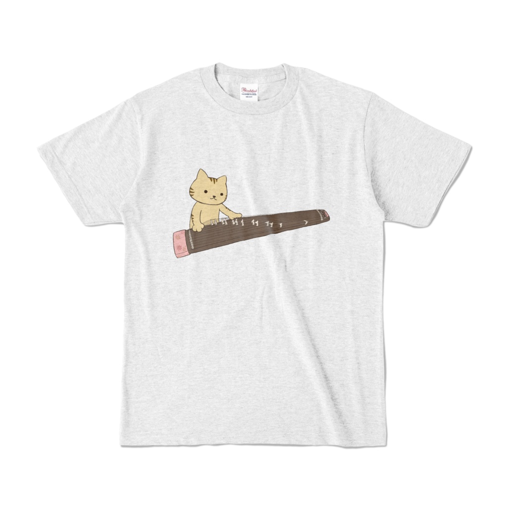 お琴ネコちゃんのTシャツ【アッシュ】