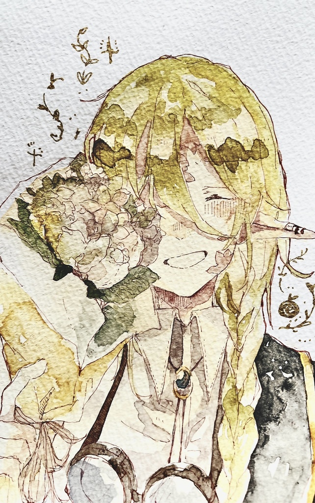 水彩リクエストドローイング(はがきサイズ)