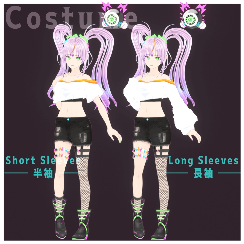 【VRoid+Blender製】オリジナル3Dモデル「れんげ」_Rev.1.1(衣装2種)