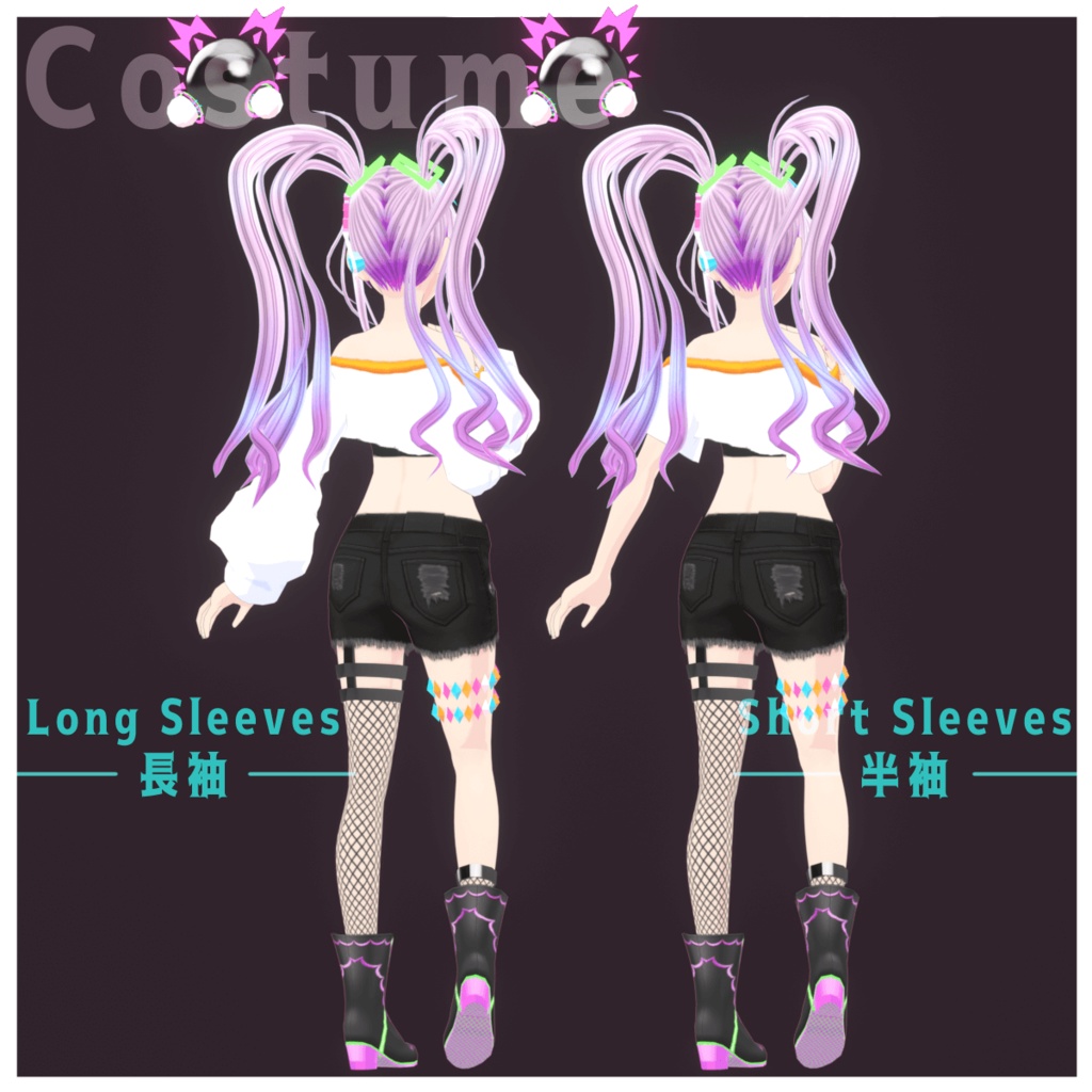 【VRoid+Blender製】オリジナル3Dモデル「れんげ」_Rev.1.1(衣装2種)