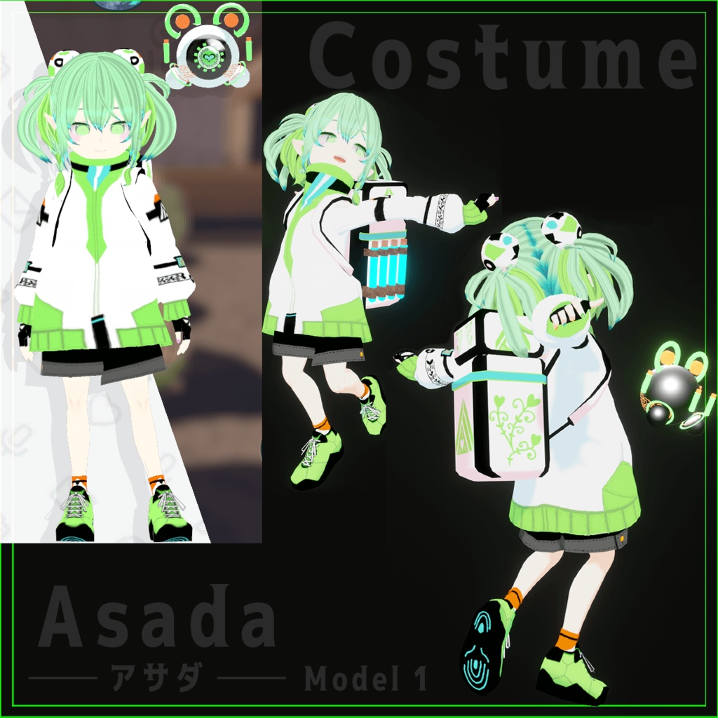 【VRoid+Blender製】オリジナル3Dモデル「アサダ」_Rev.1.1
