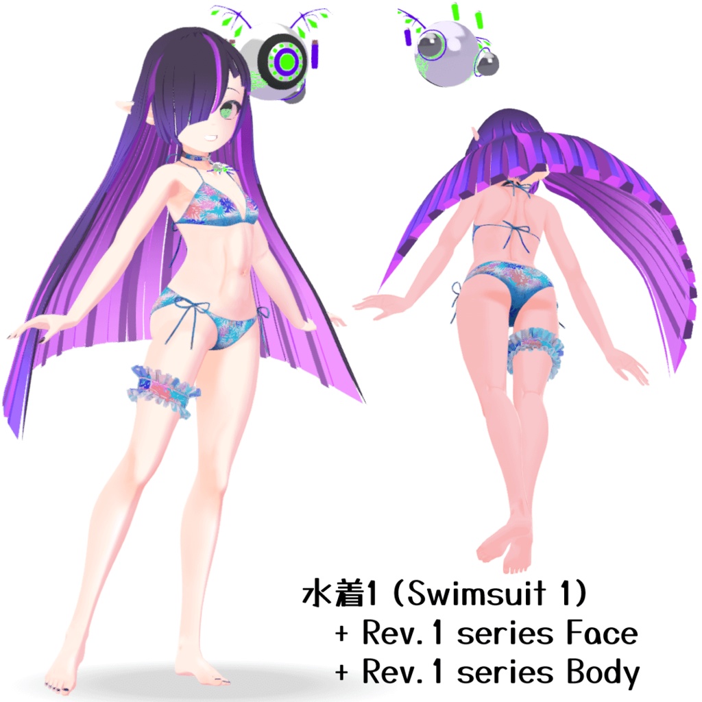 【Blender製】オリジナル3Dモデル「ヨルダ」_Rev.1.2(衣装2種:通常・ビキニ)