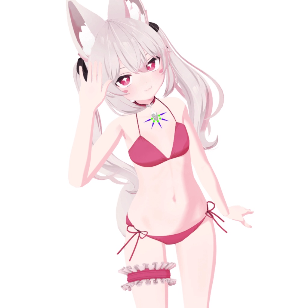 【Blender製】リボン&首輪ネックレス付ビキニ25色(6アバター対応)_Rev.1.0