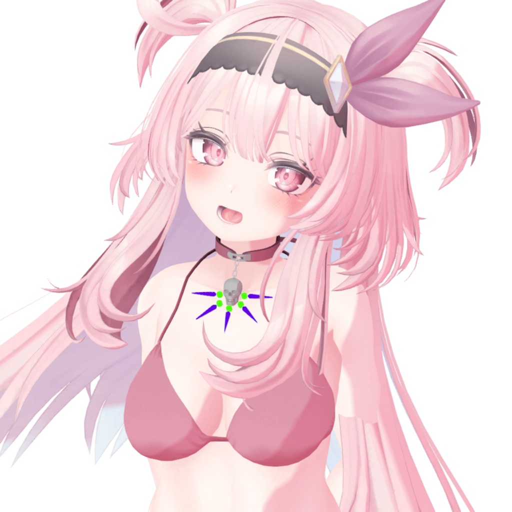 【Blender製】リボン&首輪ネックレス付ビキニ25色(6アバター対応)_Rev.1.0