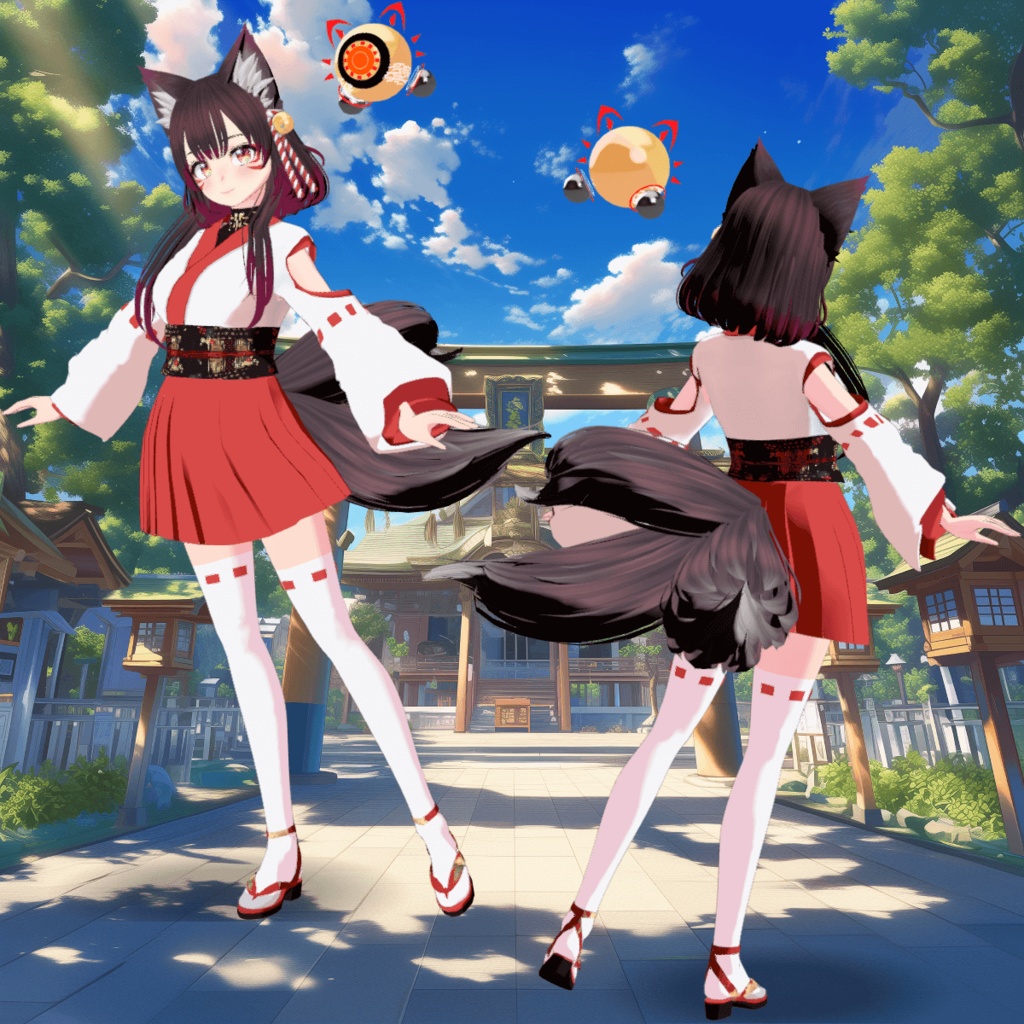 【VRoid+Blender製】オリジナル3Dモデル「黒狐(くろこ)」_Rev.0.1