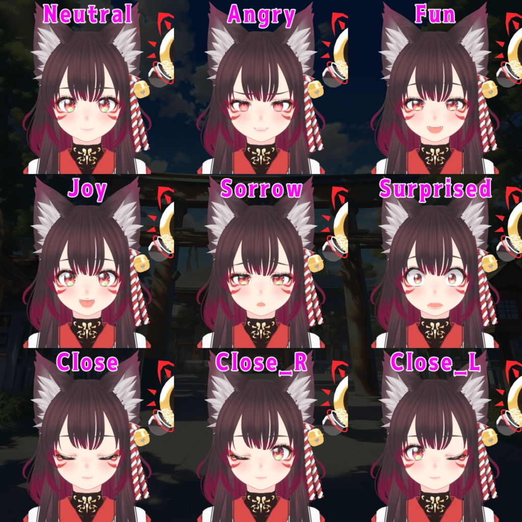 【VRoid+Blender製】オリジナル3Dモデル「黒狐(くろこ)」_Rev.0.1