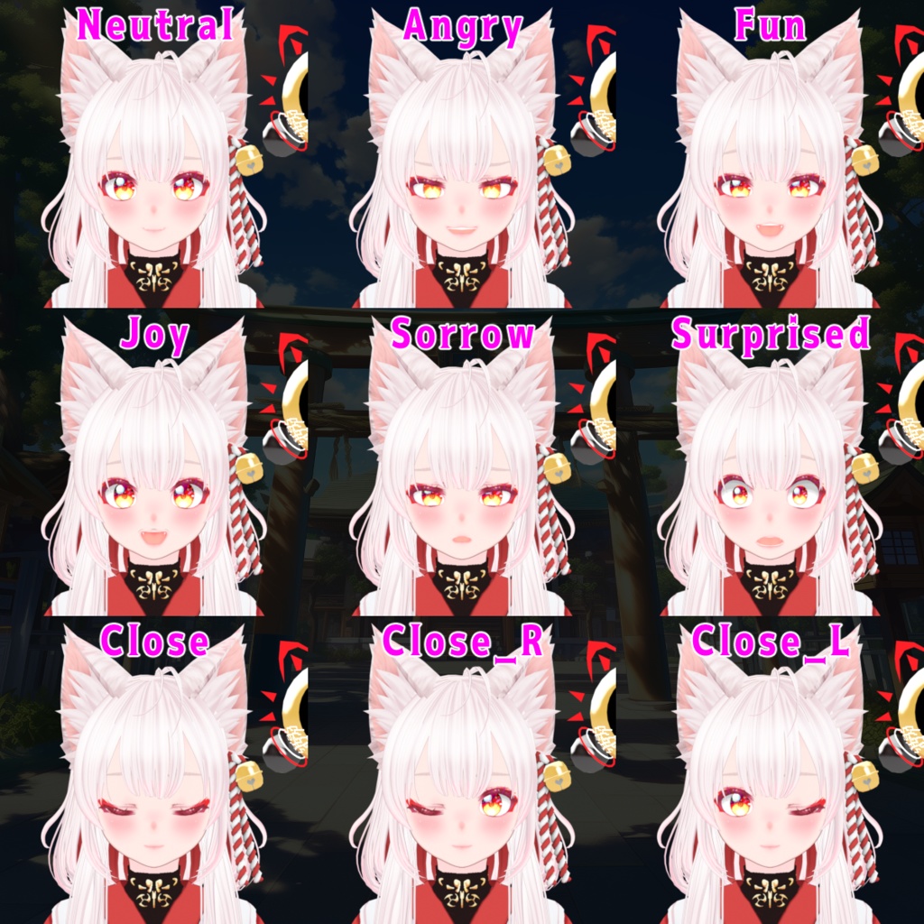 【VRoid+Blender製】オリジナル3Dモデル「白狐(しろこ)」_Rev.0.0