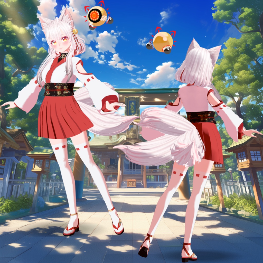 【VRoid+Blender製】オリジナル3Dモデル「白狐(しろこ)」_Rev.0.0