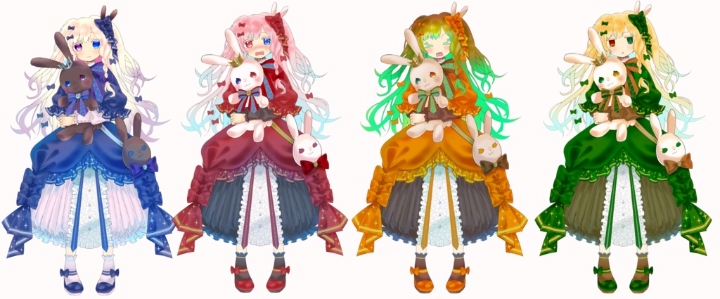 【4色入り】うさぎロリータちゃんの立ち絵素材【個別売り有】
