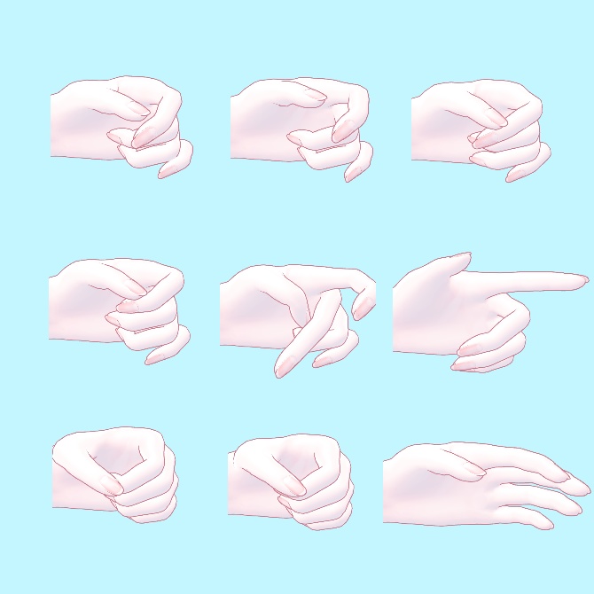【ルルネ専用】ハンドポーズ(差分含む21種)【VRChat/写真撮影想定】
