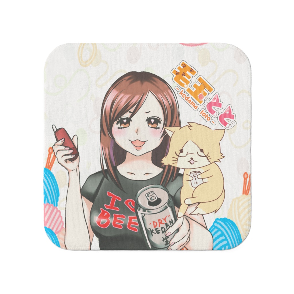 毛玉とと＆毛玉猫のはんかち