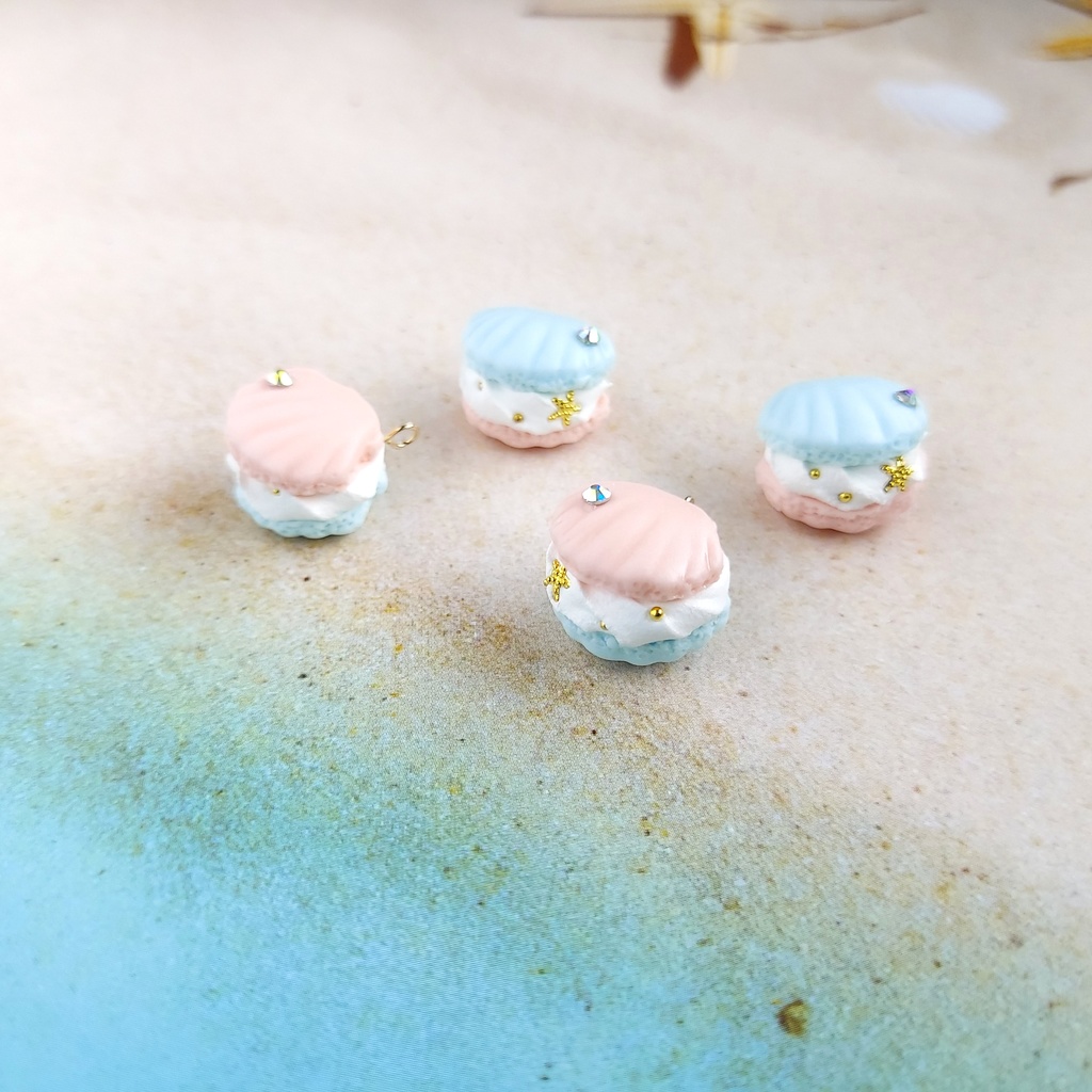 マーメイドの貝殻マカロン ピアス/イヤリング