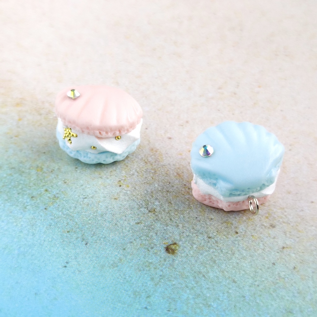 マーメイドの貝殻マカロン ピアス/イヤリング
