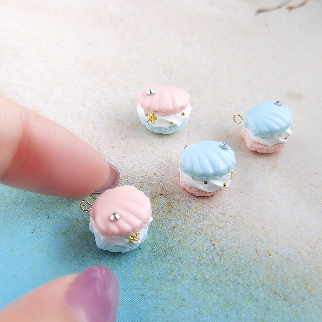 マーメイドの貝殻マカロン ピアス/イヤリング