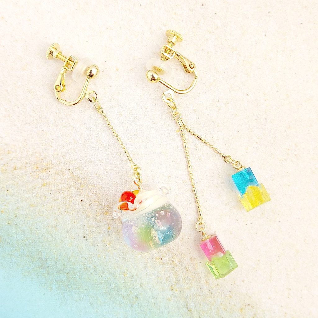 ゼリーポンチフロート金魚鉢Ver ピアス/イヤリング