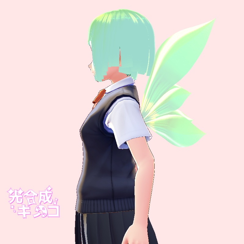 VRoidStudioヘアプリ用モデル 三枚羽