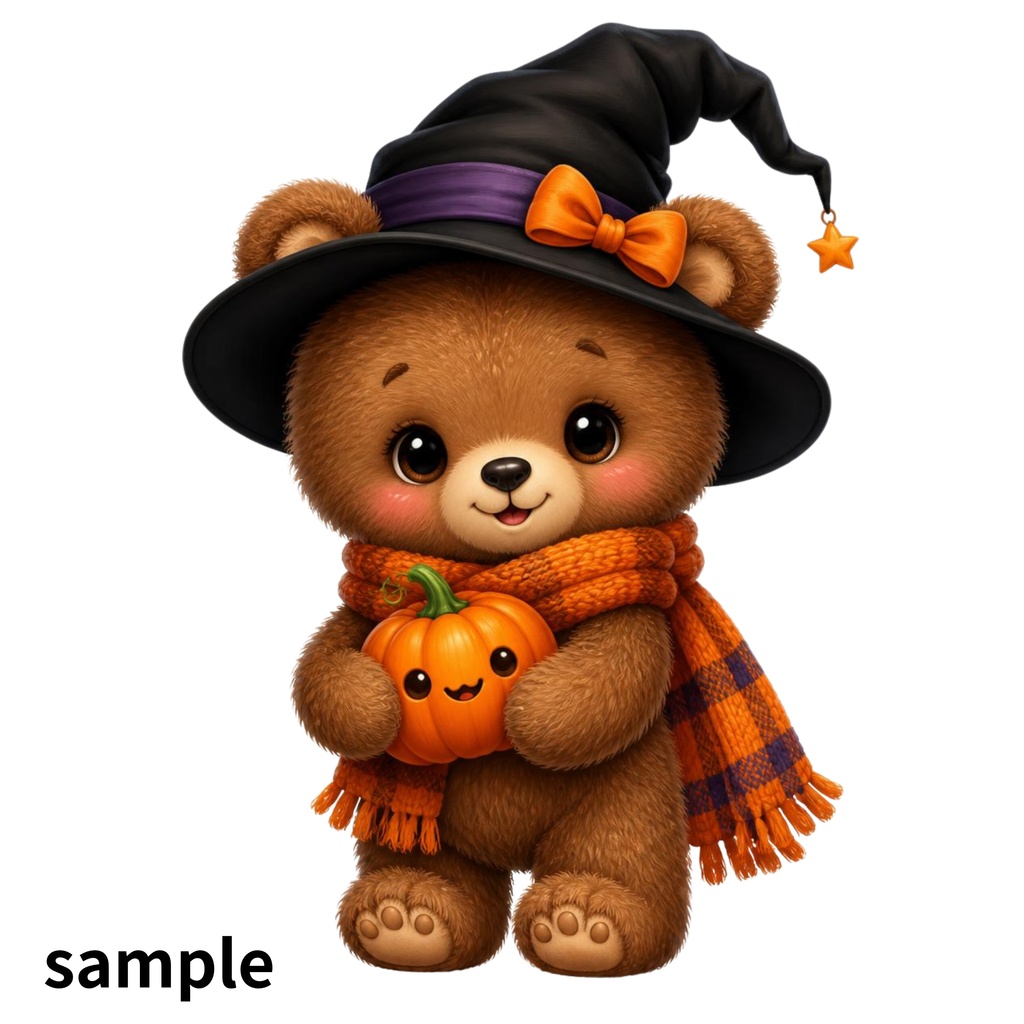 ハロウィン キャラクター素材10点セット|背景透過PNG|黒猫・魔女・おばけ・かぼちゃ・フクロウ