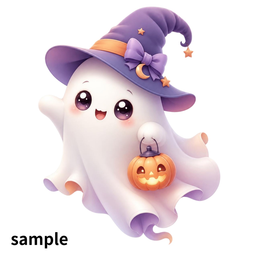 ハロウィン キャラクター素材10点セット|背景透過PNG|黒猫・魔女・おばけ・かぼちゃ・フクロウ