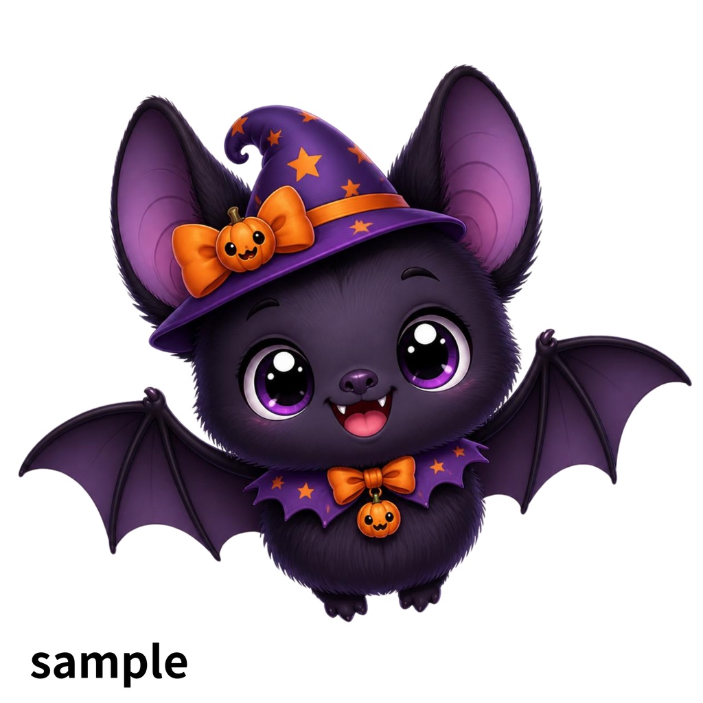 ハロウィン キャラクター素材10点セット|背景透過PNG|黒猫・魔女・おばけ・かぼちゃ・フクロウ
