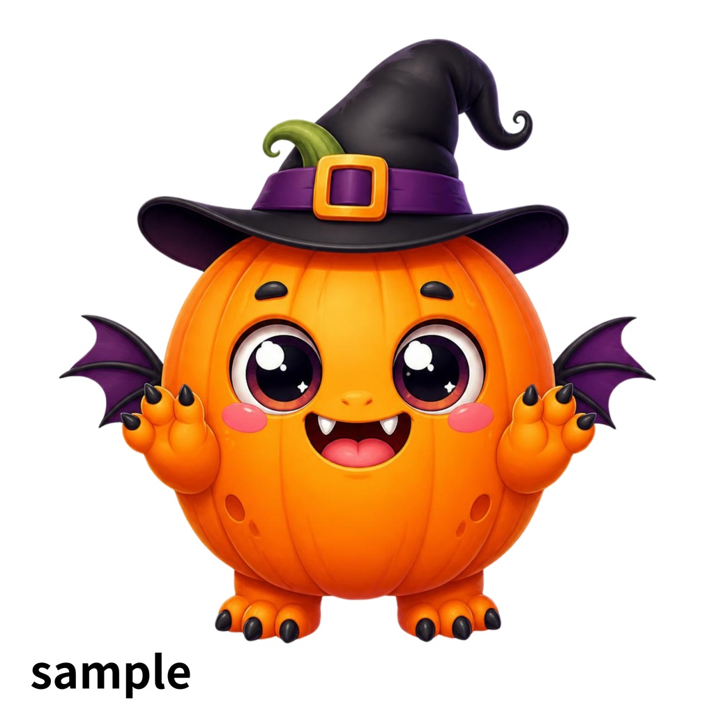ハロウィン キャラクター素材10点セット|背景透過PNG|黒猫・魔女・おばけ・かぼちゃ・フクロウ