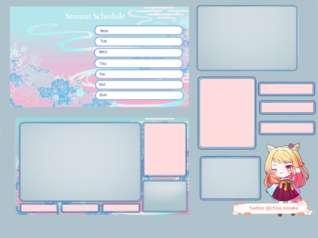 Blue floral pattern overlay for livestream