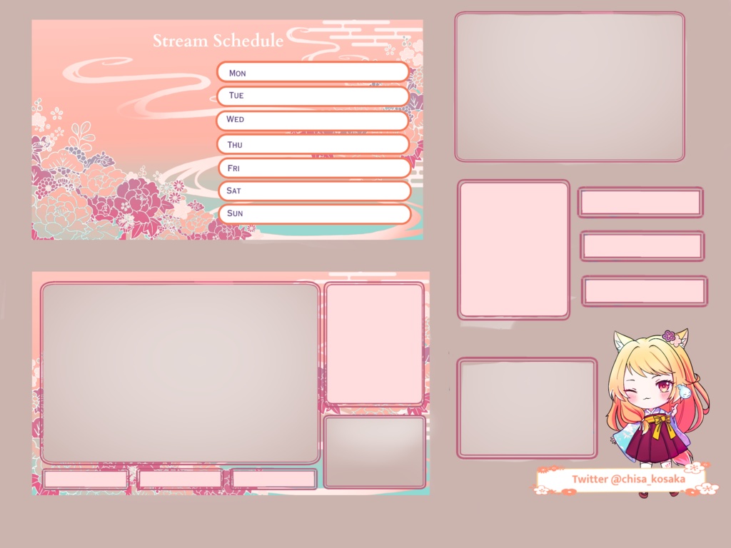 Orange Floral pattern overlay for livestream