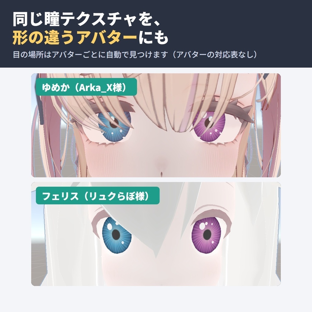 対応アバター以外の瞳テクスチャ・アイテクスチャを目に合わせる IrisFit【NDMF・非破壊】