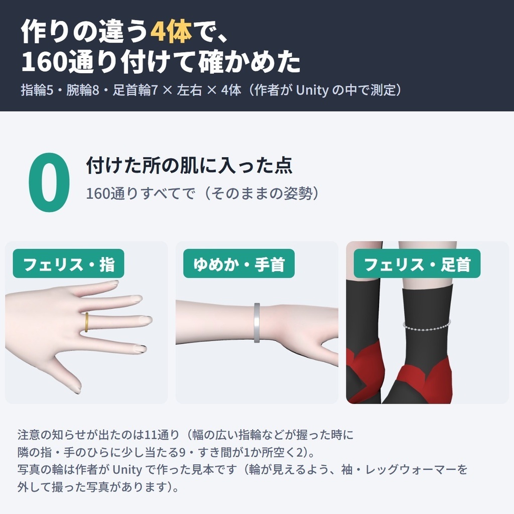 非対応の指輪・ブレスレット・アンクレットを付けるツール BandFit|置くだけで向き・大きさを指・手首・足首に自動で合わせる【VRChat・NDMF・非破壊】