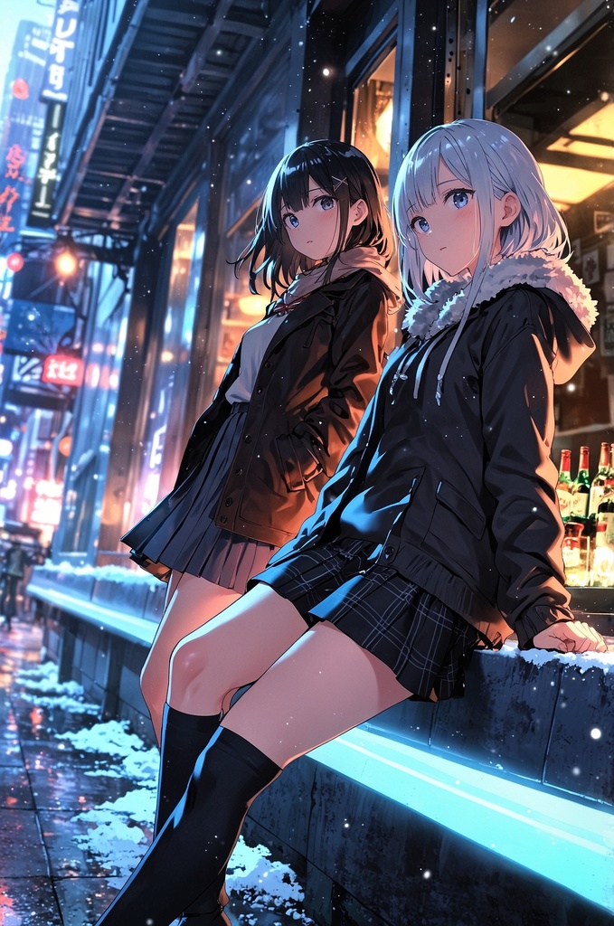 銀髪と黒髪キャラ_CG集