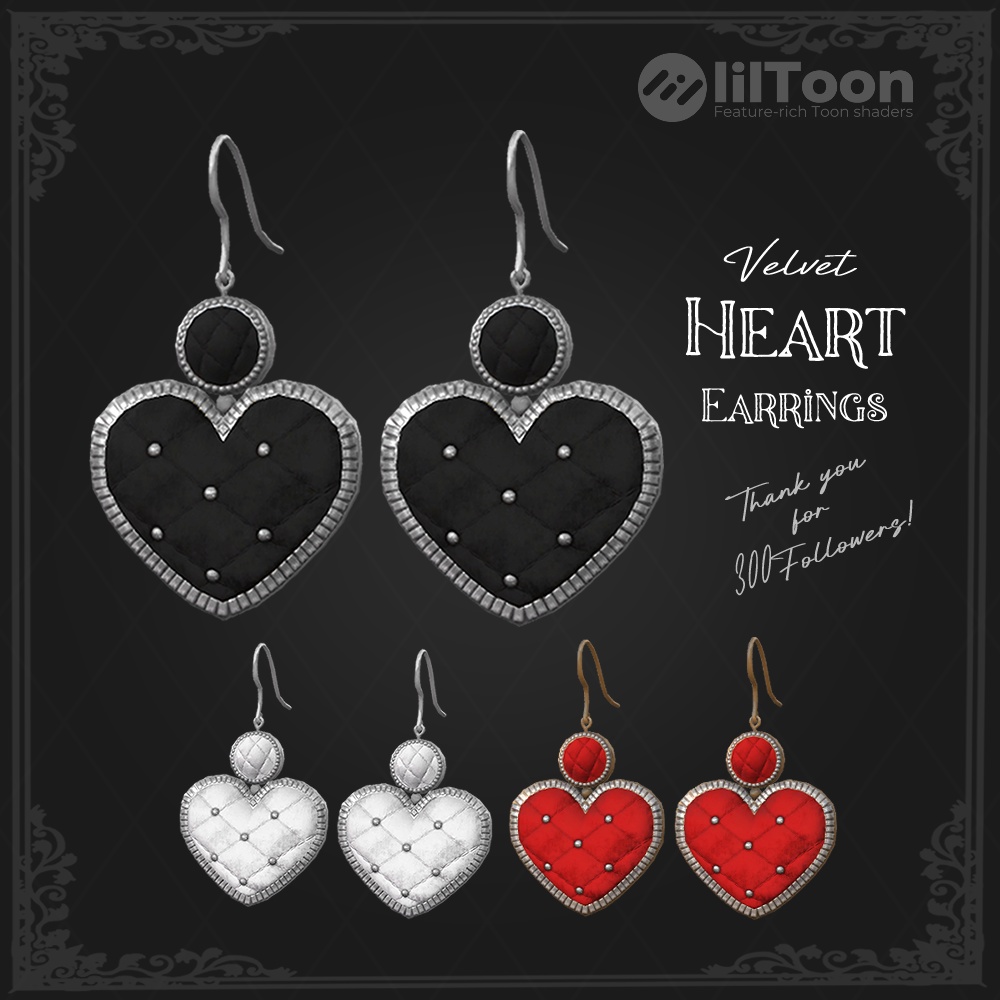 Velvet Heart Earrings【300Followers.:*♡】