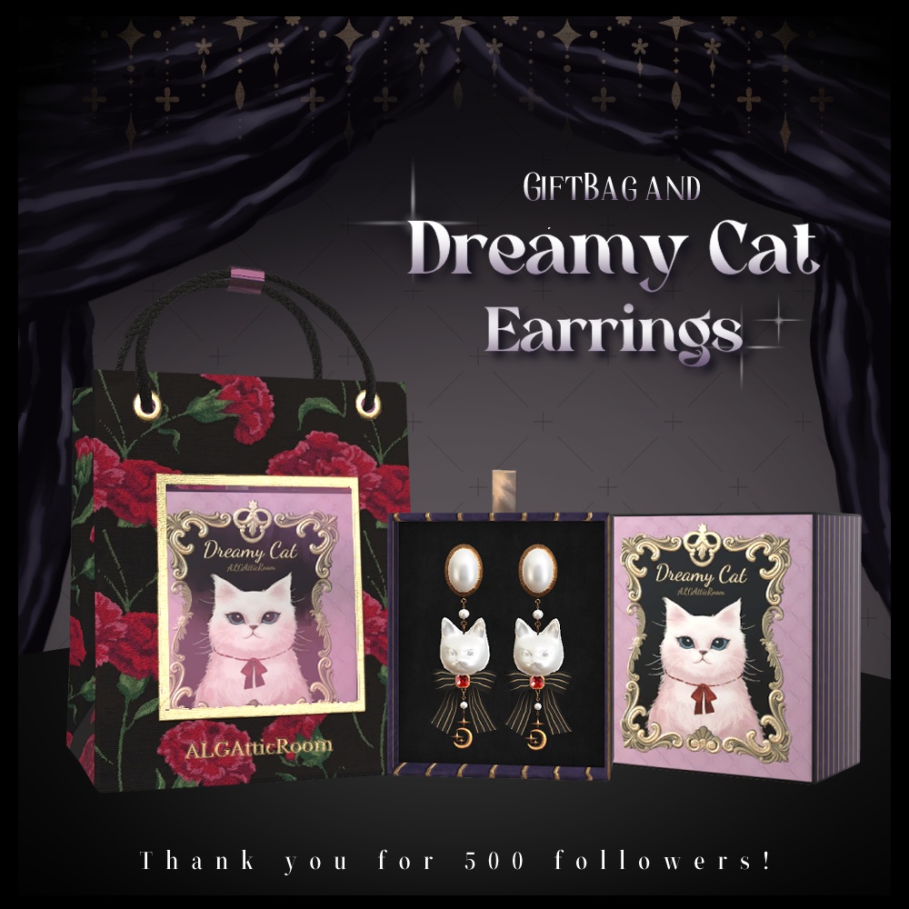 Dreamy Cat Earrings【500followers🐈‍⬛ *:･ﾟ✧】