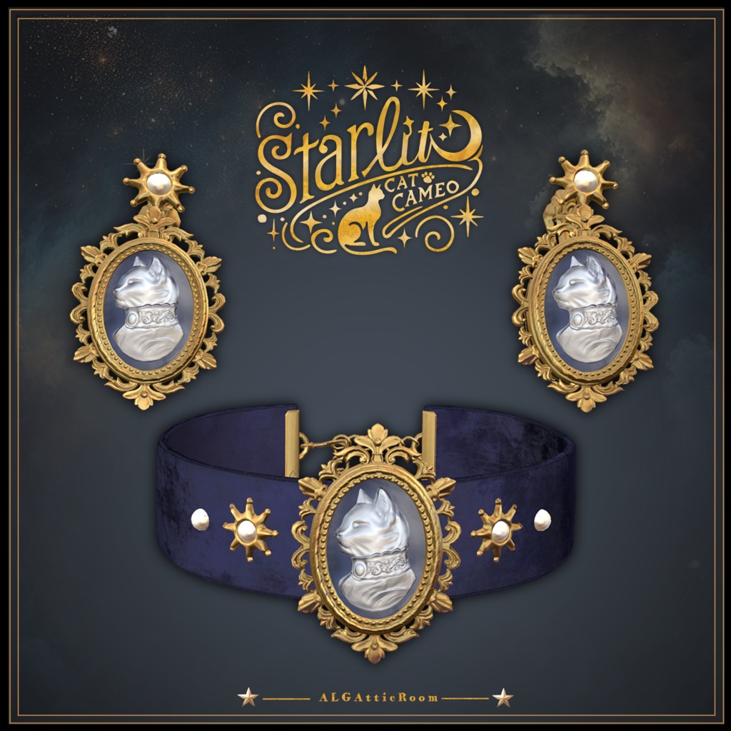 ☾⋆ Starlit Cat Cameo 星灯る猫のカメオ⋆☽