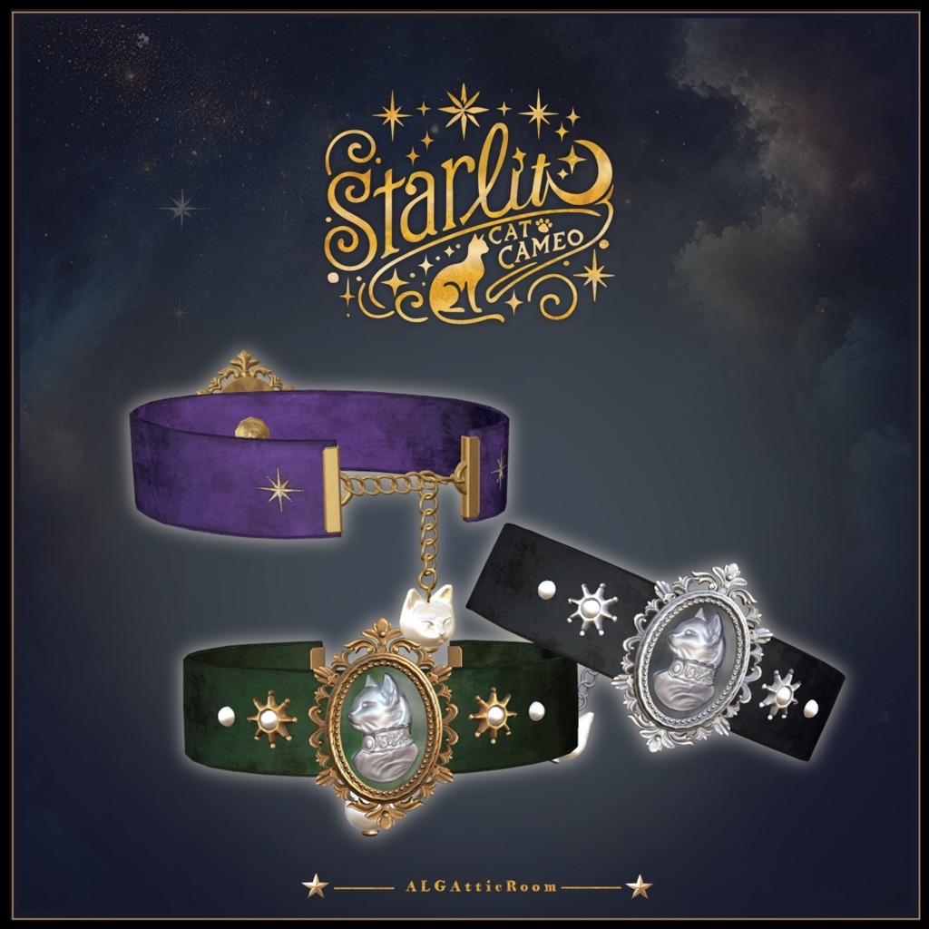 ☾⋆ Starlit Cat Cameo 星灯る猫のカメオ⋆☽