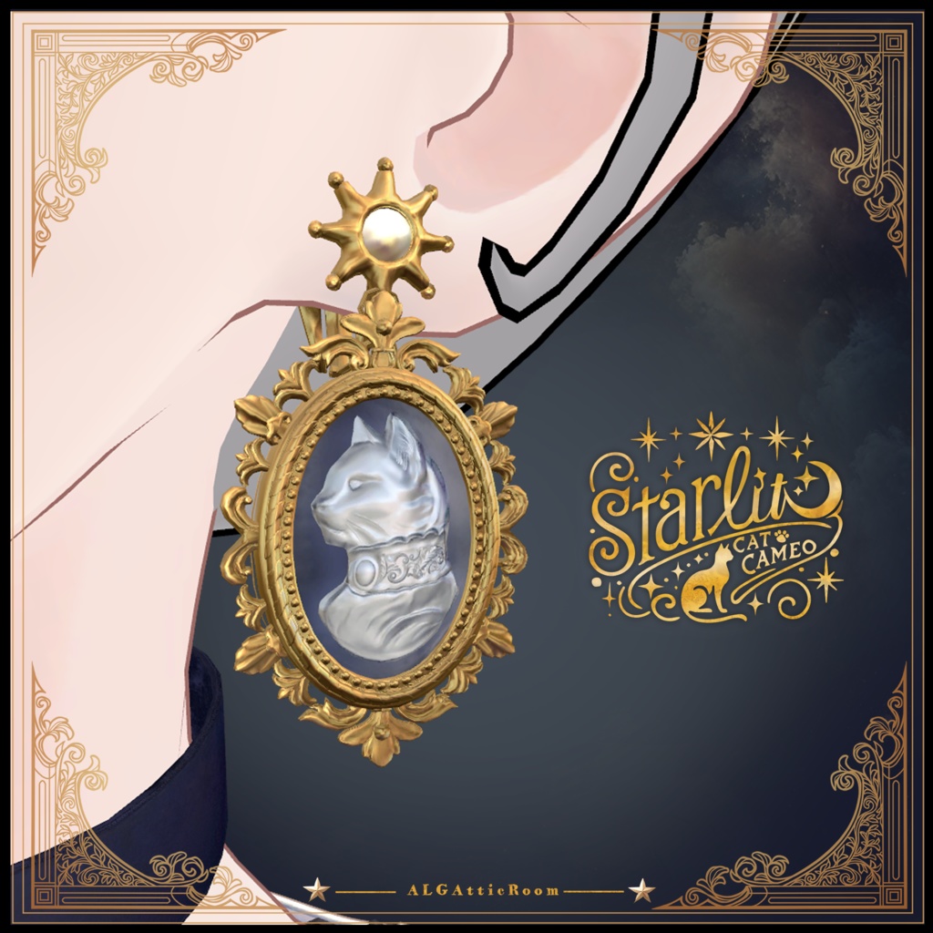 ☾⋆ Starlit Cat Cameo 星灯る猫のカメオ⋆☽