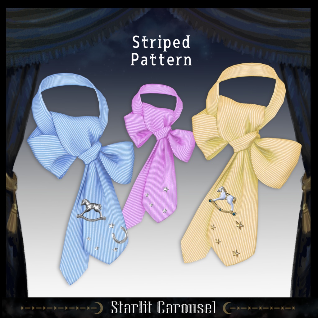 ⋆☽🎠Starlit Carousel Ribbon Tie 星駆ける仔馬のリボンタイ🎠⋆☽