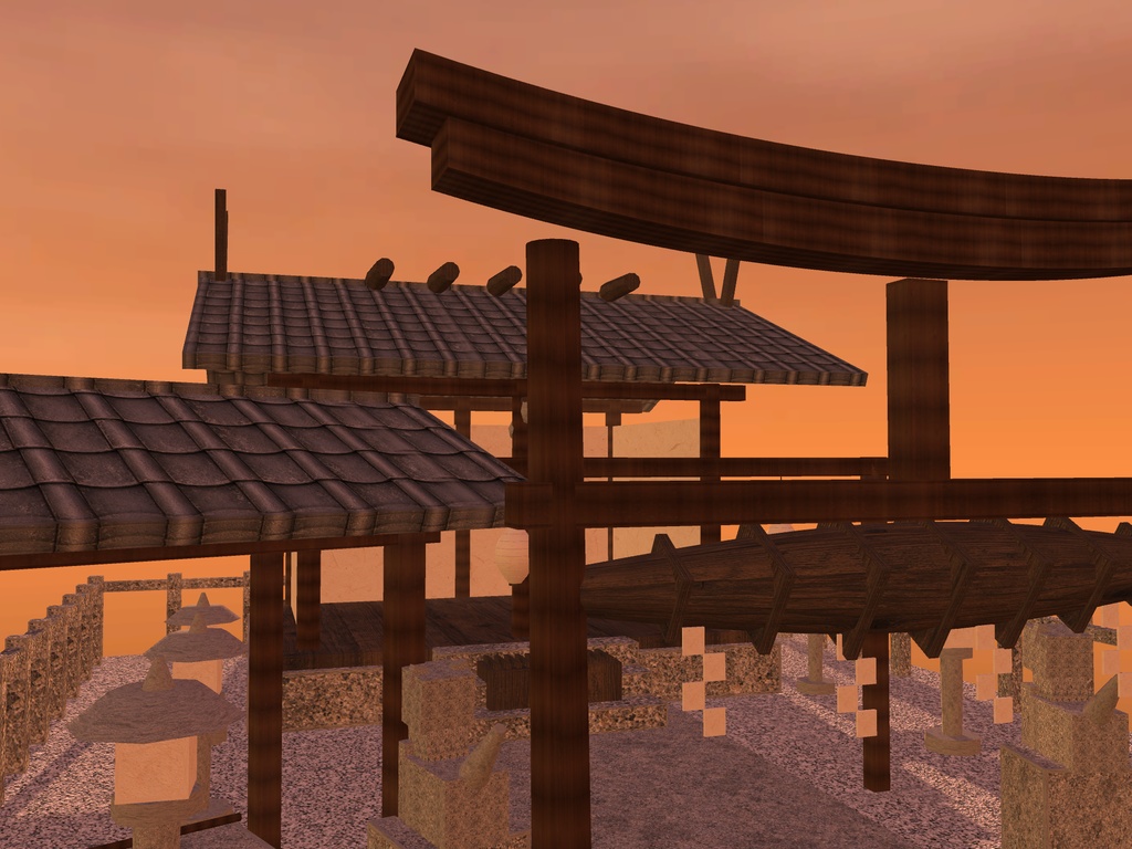 【VRChat想定】神社 境内セット|拝殿・鳥居・狛犬・手水舎・石灯籠【unitypackage同梱 / FBX・OBJ】