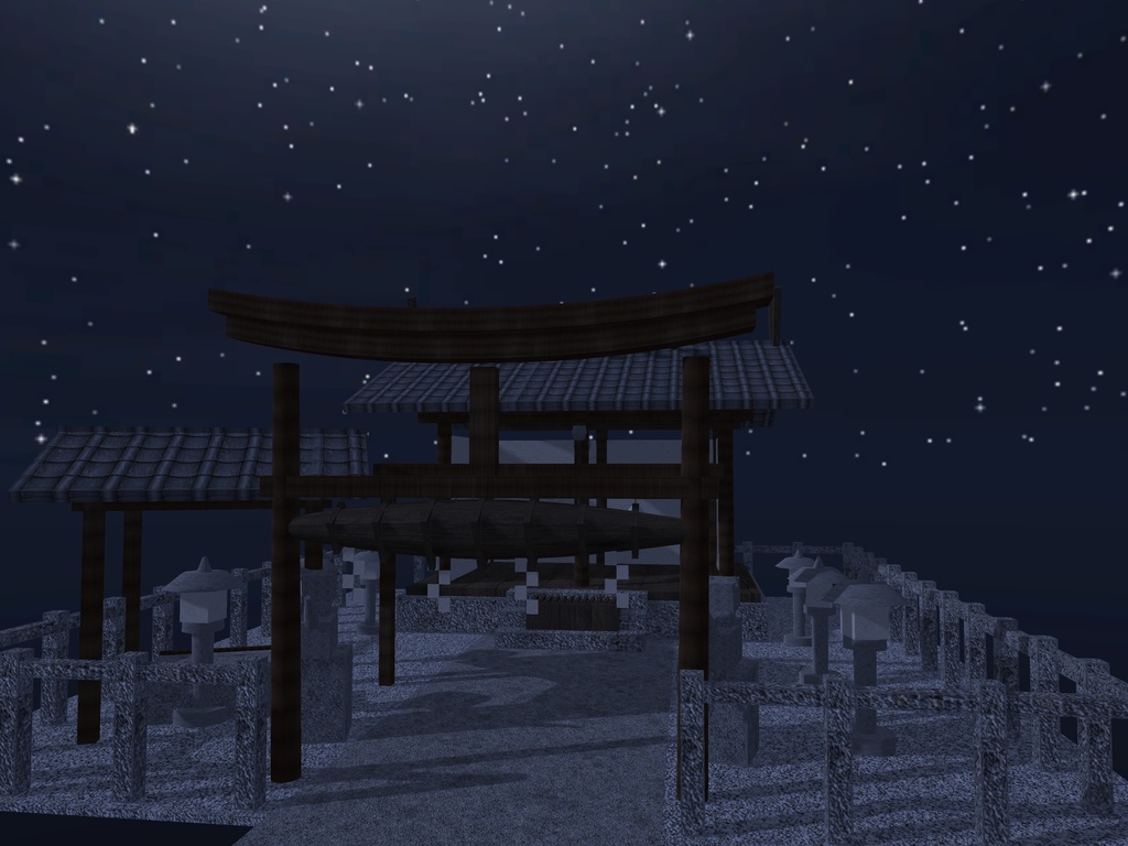 【VRChat想定】神社 境内セット|拝殿・鳥居・狛犬・手水舎・石灯籠【unitypackage同梱 / FBX・OBJ】