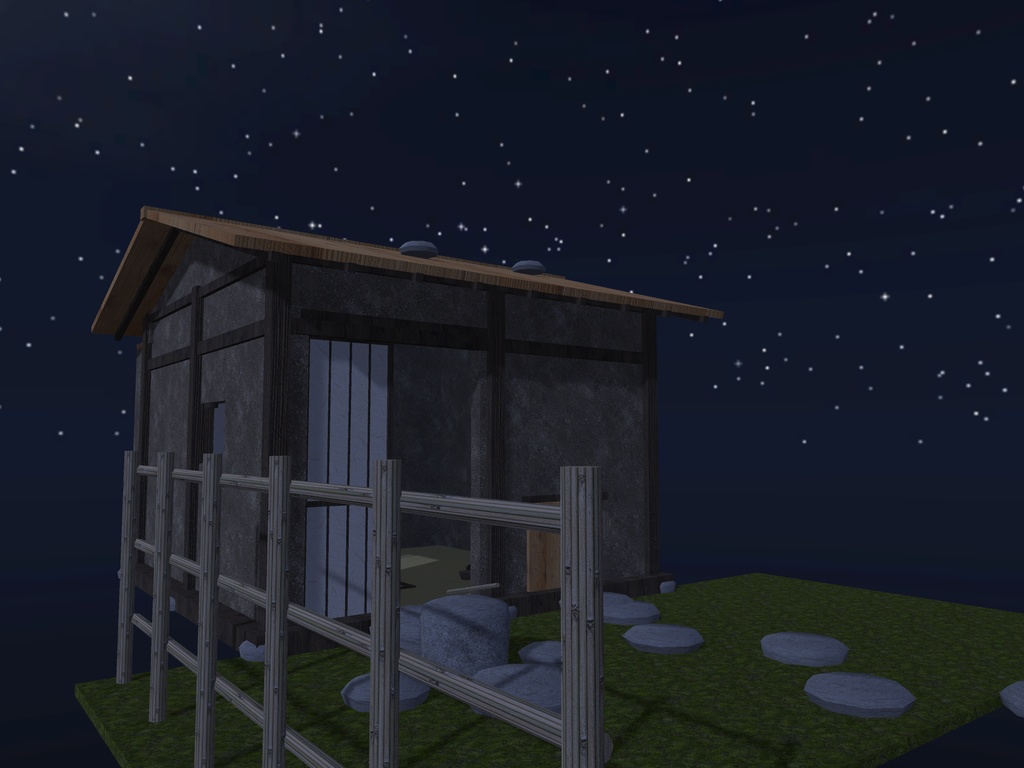 【VRChat想定】茶室セット 四畳半|躙口・下地窓・炉・露地【FBX+OBJ+unitypackage】