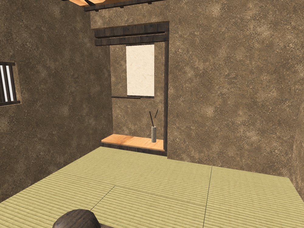 【VRChat想定】茶室セット 四畳半|躙口・下地窓・炉・露地【FBX+OBJ+unitypackage】