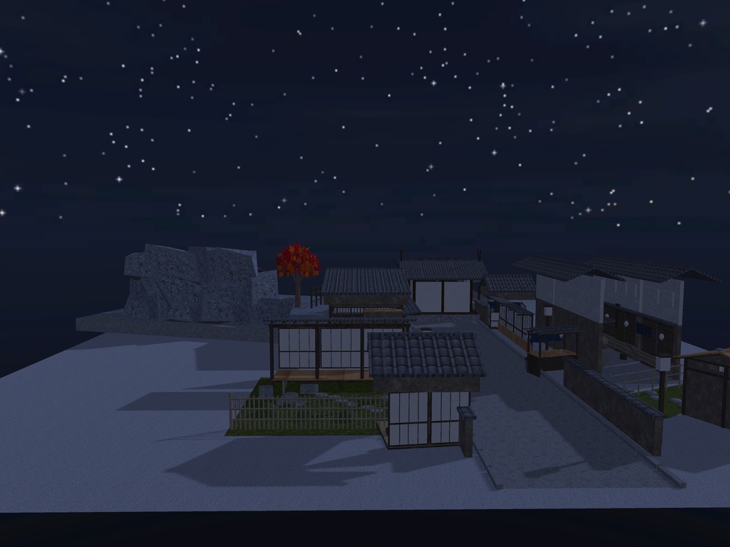 【VRChat想定】和風の村セット|神社・町屋・座敷・茶室・露天風呂・屋台【配置済み情景 / unitypackage同梱】