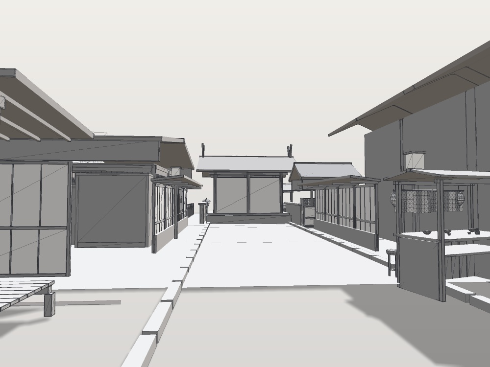 【VRChat想定】和風の村セット|神社・町屋・座敷・茶室・露天風呂・屋台【配置済み情景 / unitypackage同梱】