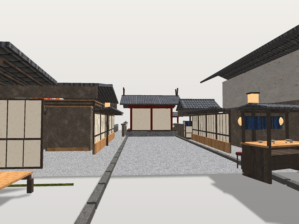 【VRChat想定】和風の村セット|神社・町屋・座敷・茶室・露天風呂・屋台【配置済み情景 / unitypackage同梱】