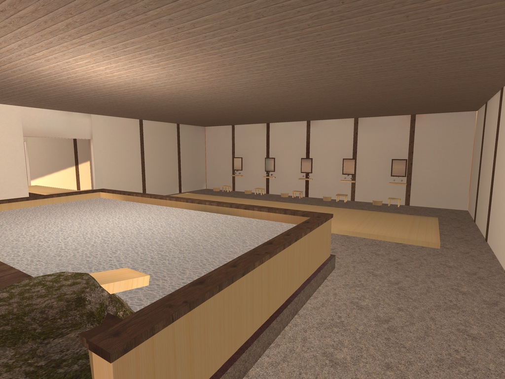【9/20まで半額!】【VRChat想定】和風温泉旅館 大規模ワールド|敷地120×80m・本館・大浴場・客室4棟・能舞台・日本庭園【7棟 / unitypackage同梱】